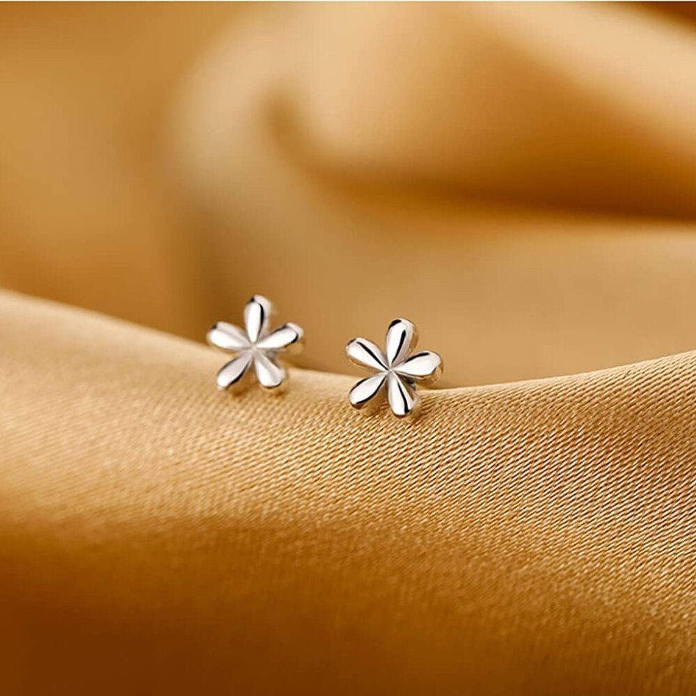 Solid 925 Sterling Silver Daisy Stud Earrings Flo… - image 4
